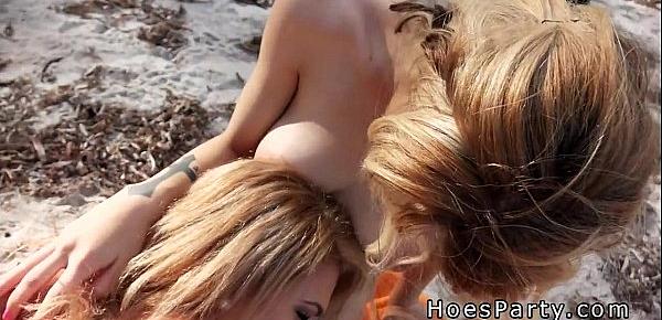  Threesome on the beach after night party